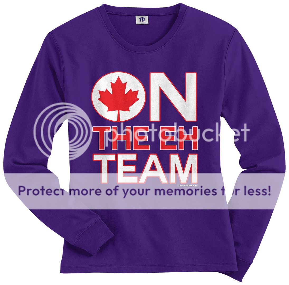 T-shirt Femme Humoristique 'On The Eh Team' Avec Drapeau Canadien - Threadrock - 100% Coton - Tailles S à XL